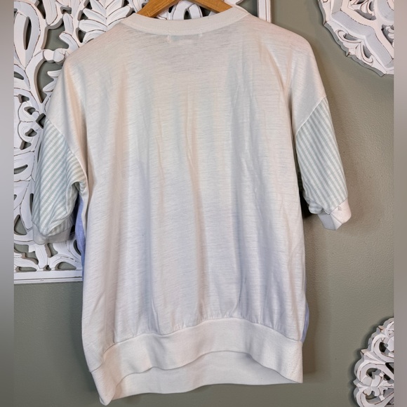 Vintage Collections Plus Floral Cotton Top Blue Green White 38/18W FLAW - Picture 6 of 7